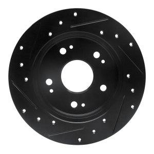 Acura CSX Brake Rotor (1) - Rear Right - R1 Concepts - Drilled & Slotted - Black - `97-`15